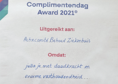 Nationaal compliment voor de stichting Actie Behoud Ziekenhuis Lelystad